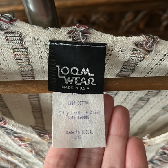 NWT VINTAGE Lagenlook Made in USA Textured Stripe Blouse LOOM WEAR - Picture 3 of 7